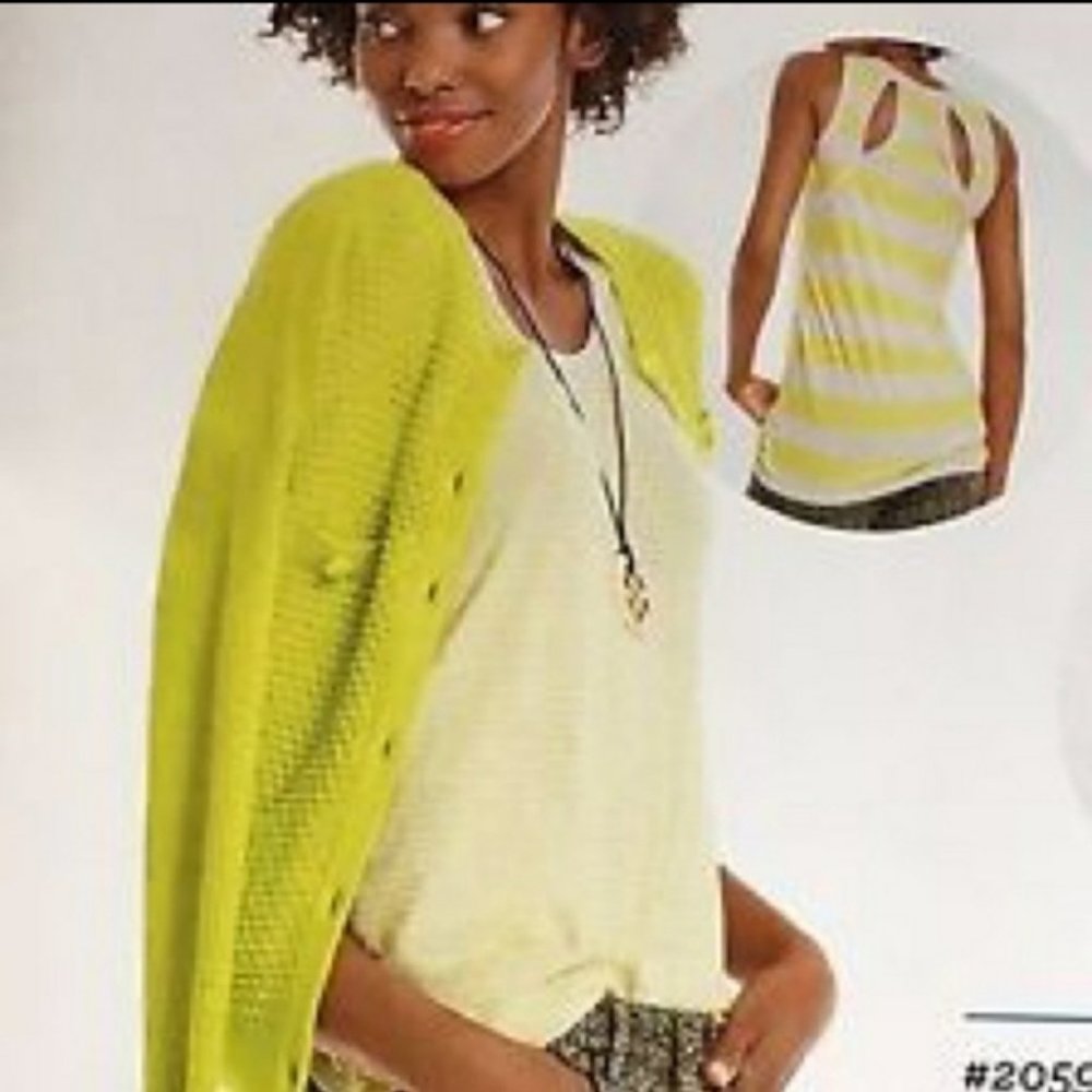 CAbi Limencello Racerback Cutout Tank Top #5065 Sz L
